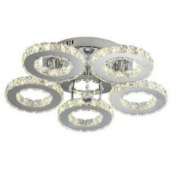 Lustra LED - CERCURI CRISTALE, 8080-5, Loomina LUX LED, 109W, Telecomanda