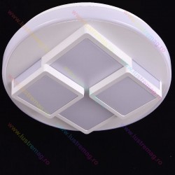 Lustra LED Circle Squares Design cu Telecomanda, 1123 SD, Loomina LUX LED, Alb, 96 W