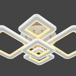 Lustra LED - ROMB 4+1 Design, Loomina LUX LED, 266 W, Alb, Telecomanda