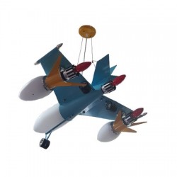 Lustra AVION Pendul LED, Loomina LUX LED, Alb/Albastru, 3 x E27