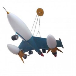 Lustra AVION Pendul LED, Loomina LUX LED, Alb/Albastru, 3 x E27